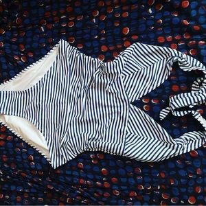 brand new pinup sailor girl blue/white striped onepiece swimsuit💧